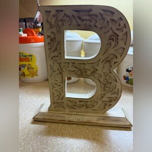 Decorative Cream Wooden Letter B Accent